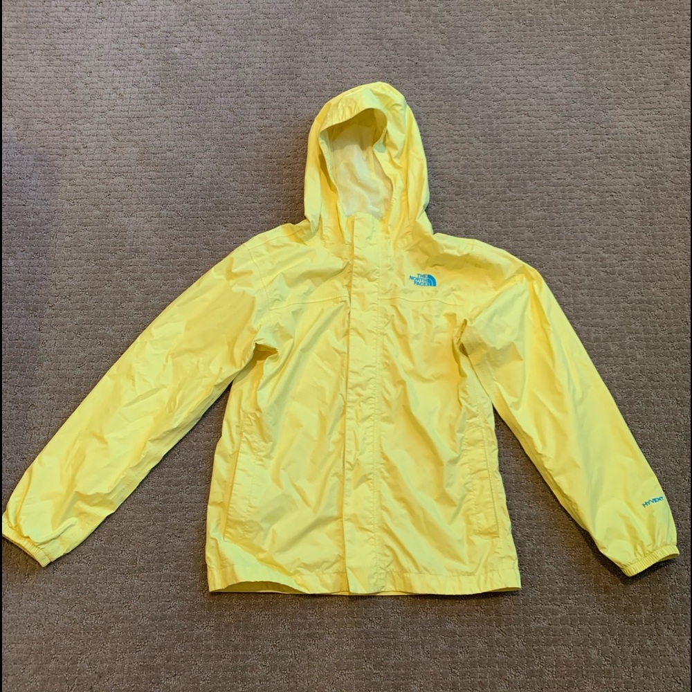 Girls North Face Rain Jacket size 14/16 yellow
